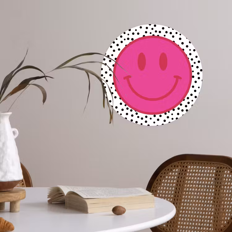 Behangcirkel - Smiley - Roze - Stippen — 4