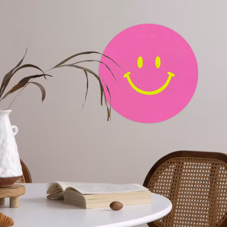 Behangcirkel - Smiley - Vrolijk - Roze — 4
