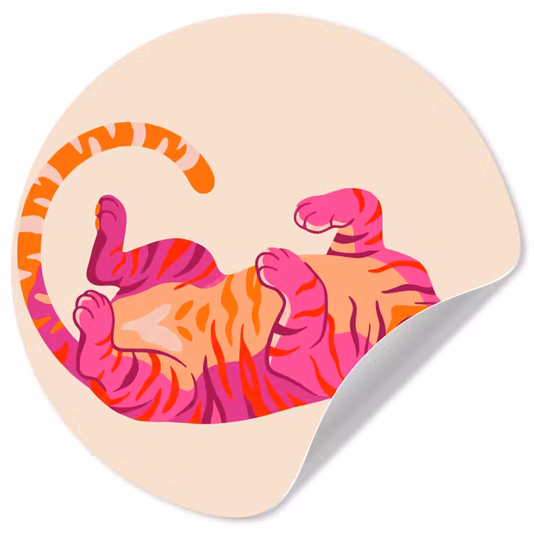 Behangcirkel - Tijger - Roze - Oranje — 1