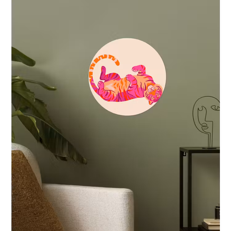 Behangcirkel - Tijger - Roze - Oranje — 3
