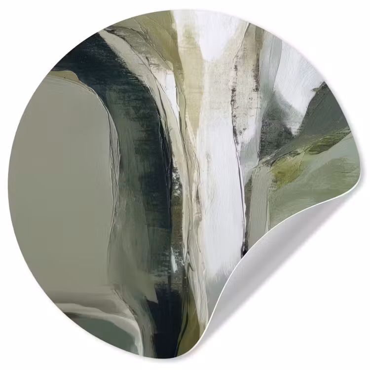Behangcirkel - Natuur - Abstract - Groen - Penseelstreken — 1