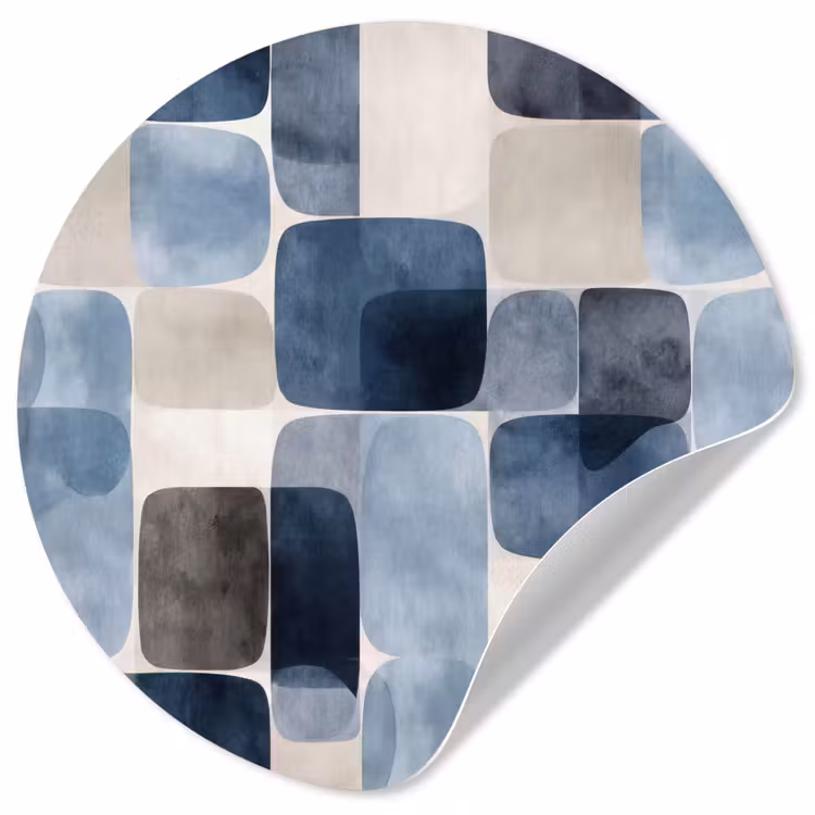 Behangcirkel - Patroon - Blauw - Vierkanten — 1