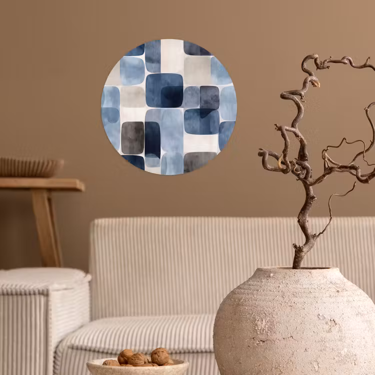Behangcirkel - Patroon - Blauw - Vierkanten — 2