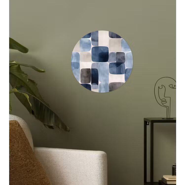 Behangcirkel - Patroon - Blauw - Vierkanten — 3