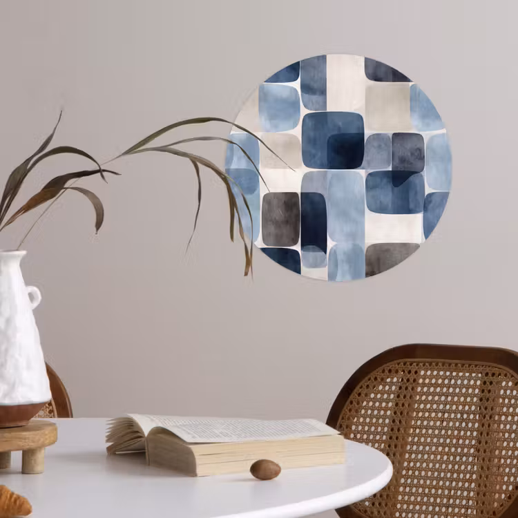 Behangcirkel - Patroon - Blauw - Vierkanten — 4