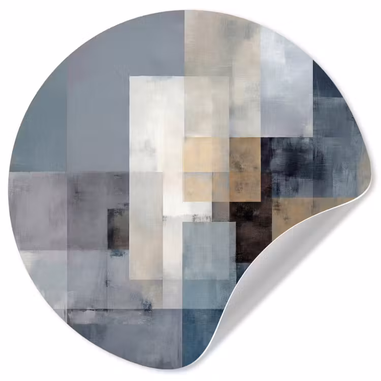 Behangcirkel - Rechthoeken - Abstract - Blauw — 1