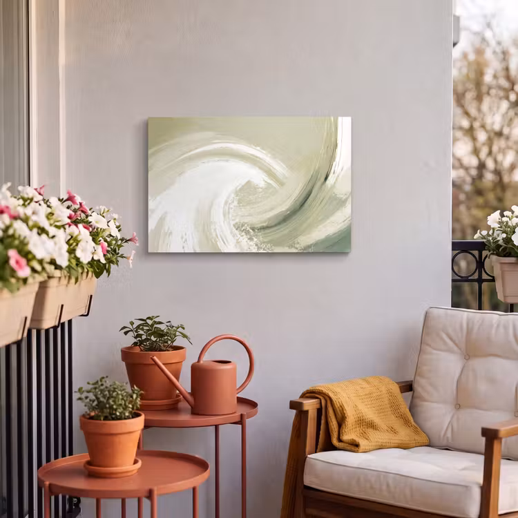 Buiten canvas - Abstract - Penseelstreken - Golven - Groen — 4