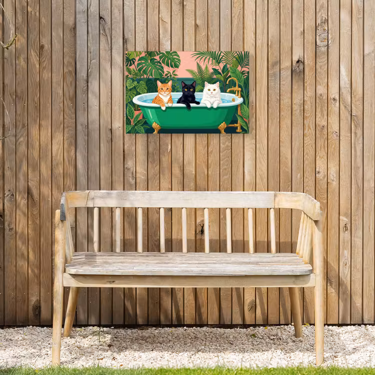 Buiten canvas - Badkamer - Kattenparade - Kleurrijk — 3