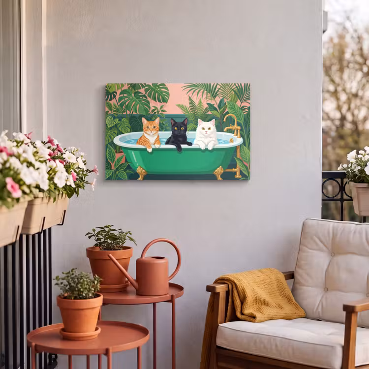 Buiten canvas - Badkamer - Kattenparade - Kleurrijk — 4