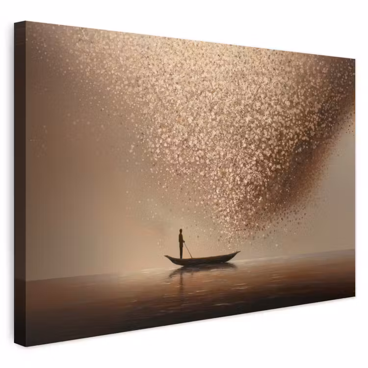 Buiten canvas - Bootje - Blaadjes - Goud - Water — 1