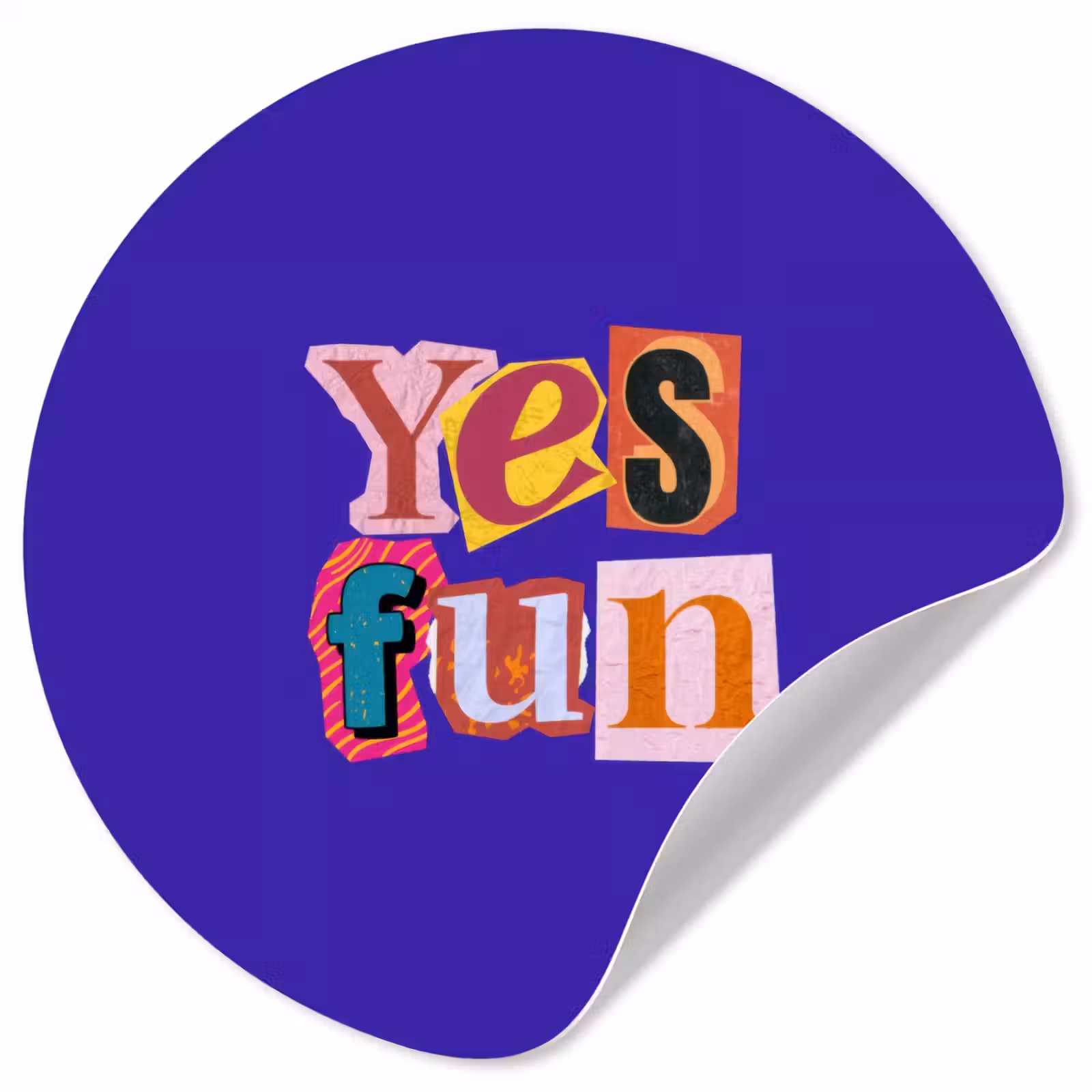 Behangcirkel - Yes fun - Kleurrijk - Collage-stijl — 1