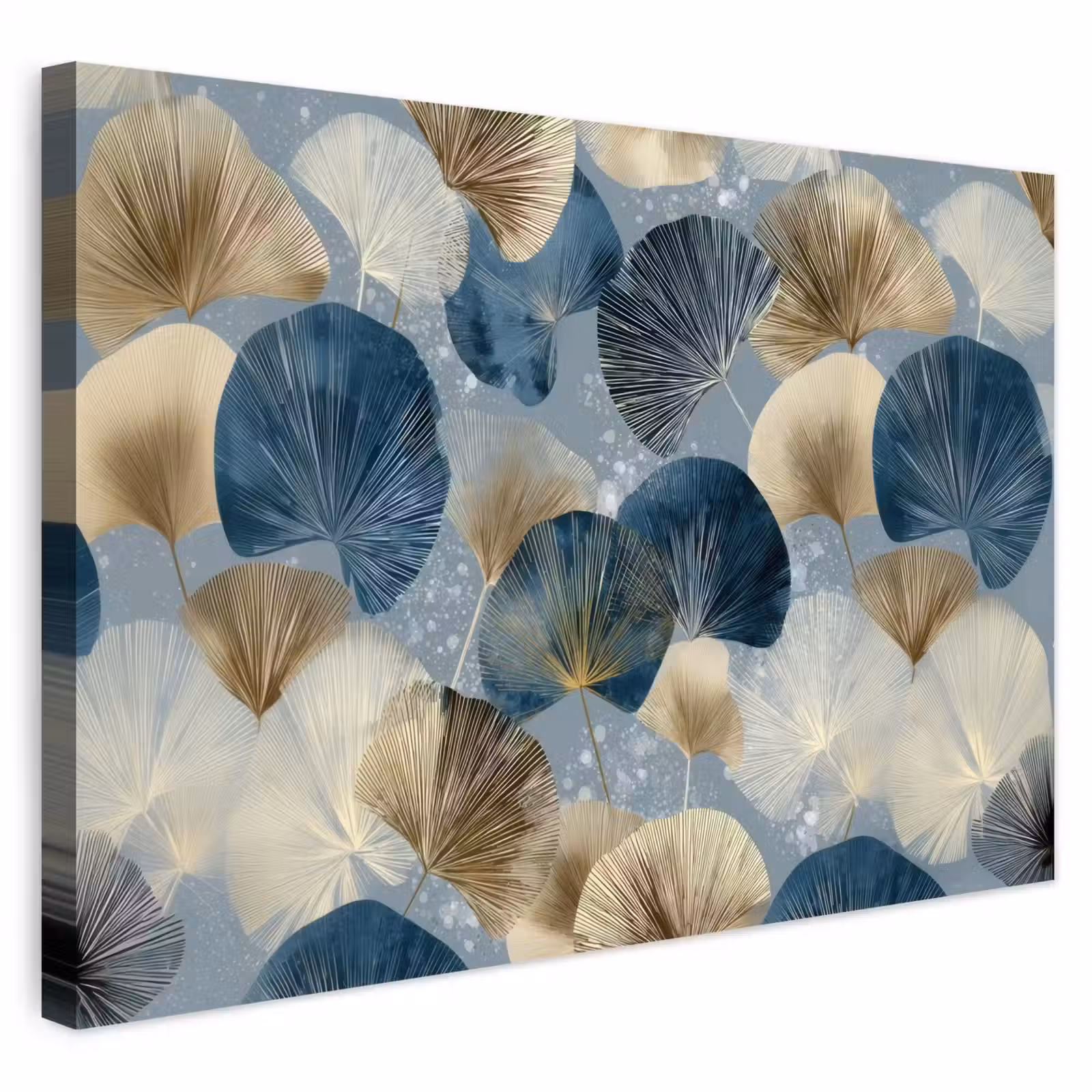 Buiten canvas - Bladeren - Abstract - Goud - Blauw — 1