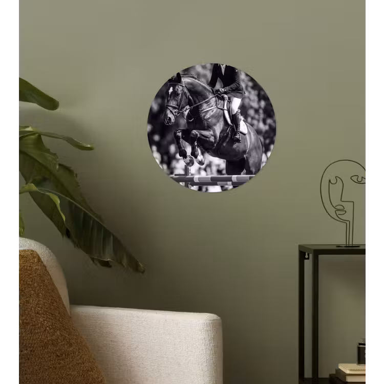 Behangcirkel - Springen - Paard - Zwart - Wit — 3