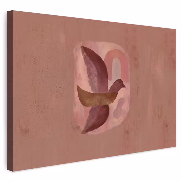Buiten canvas - Illustratie - Vogels - Abstract - Roze — 1