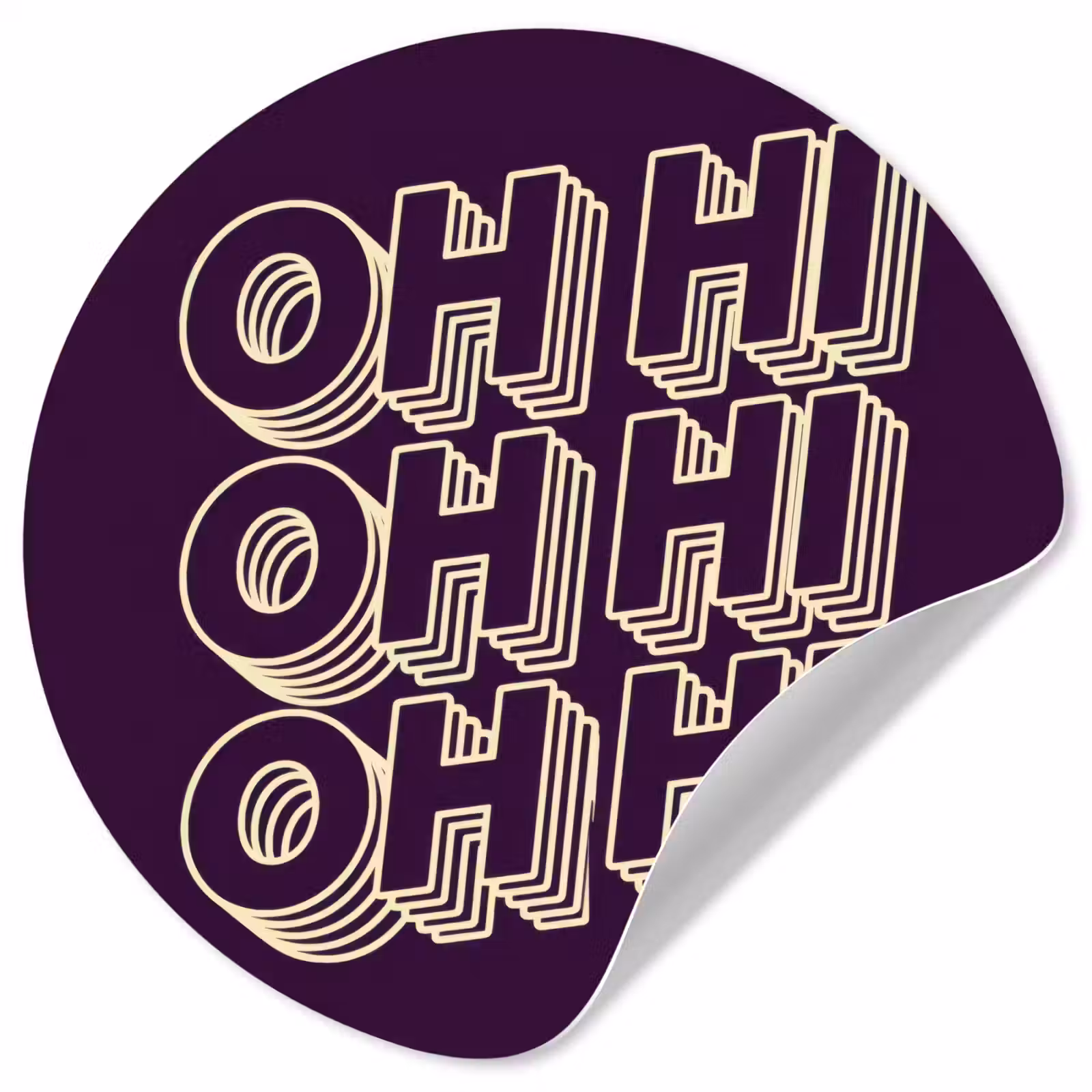Behangcirkel - Oh hi - Paars - 3D — 1