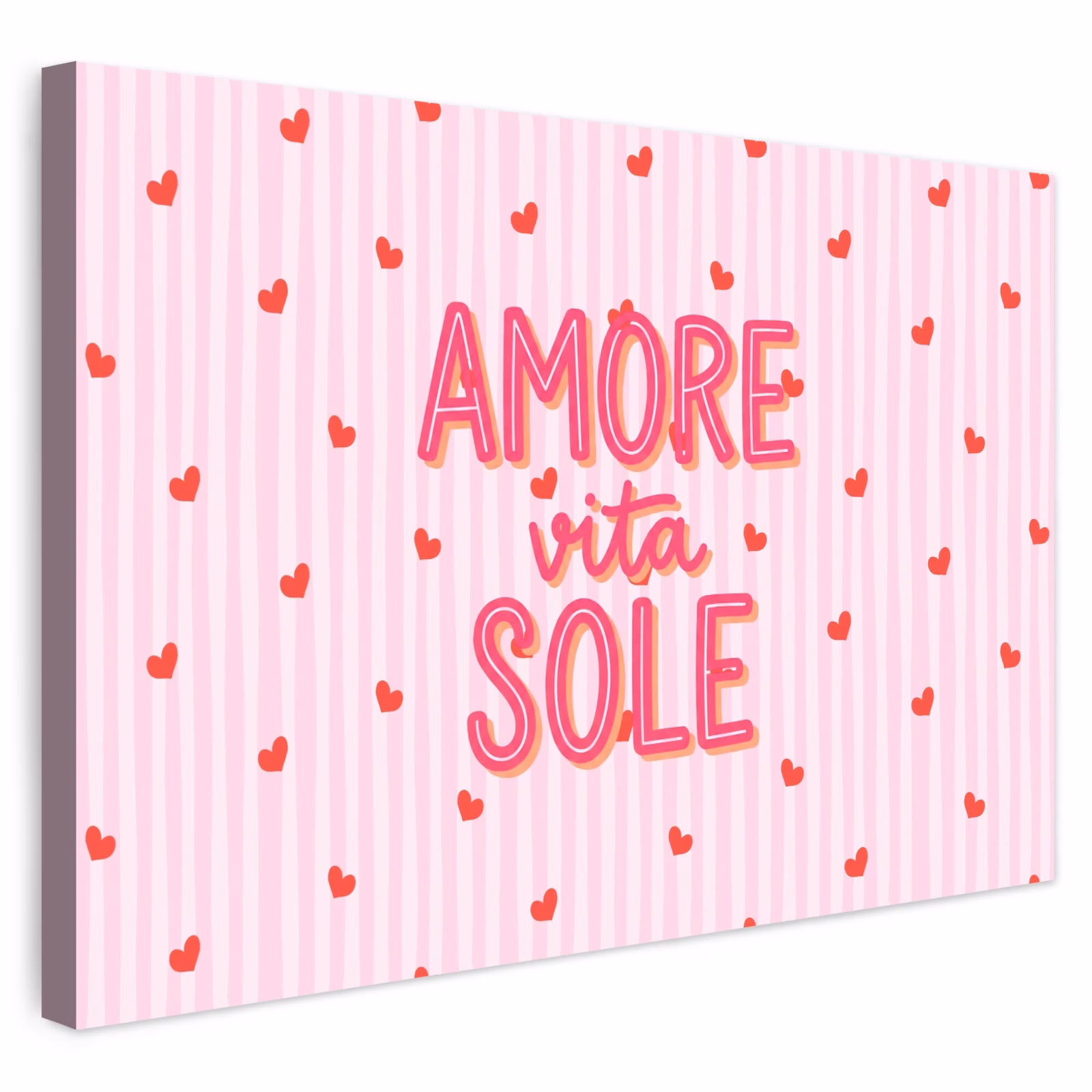 Buiten canvas - Amore vita sole - Roze - Hartjes — 1