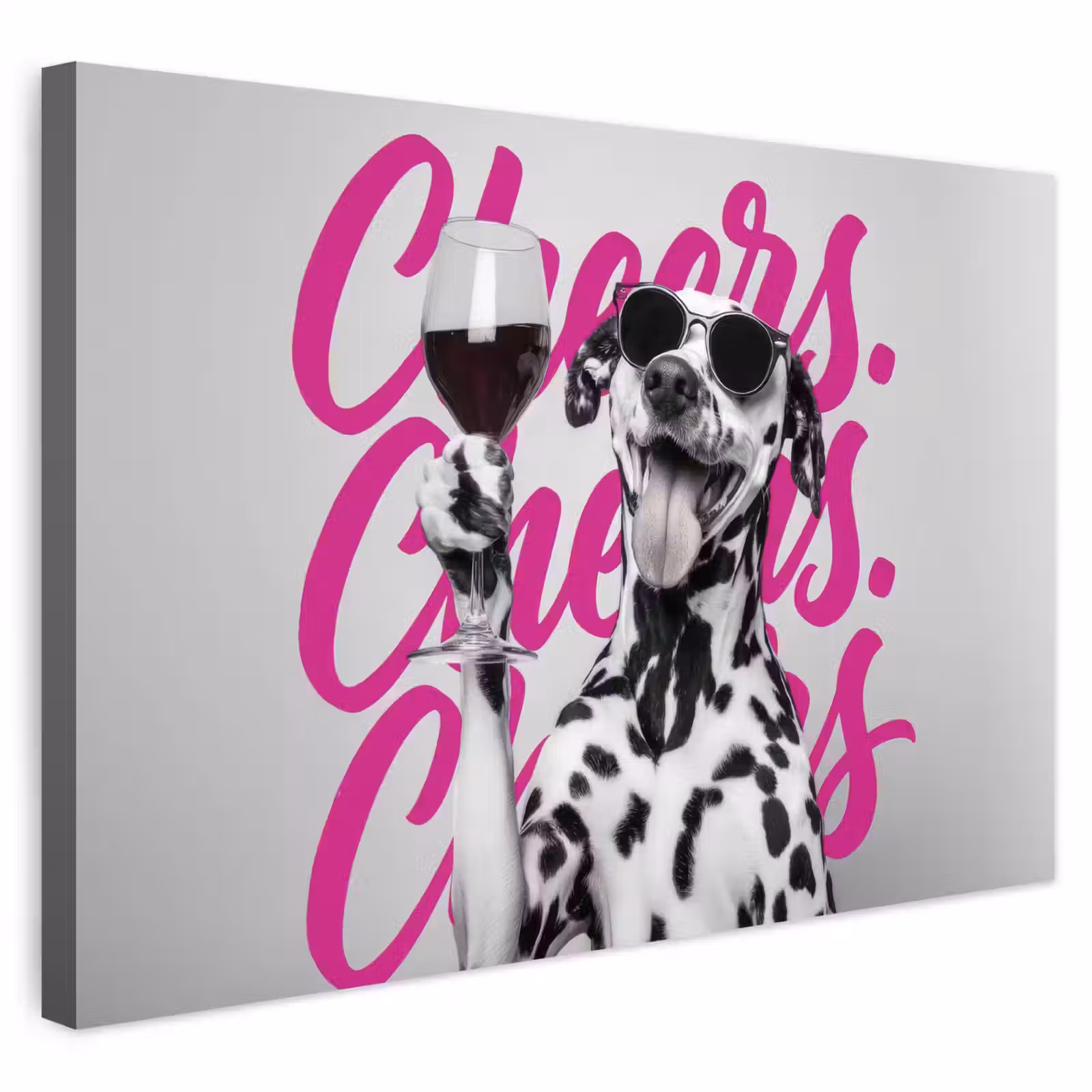 Buiten canvas - Cheers - Hond - Roze - Wijn — 1