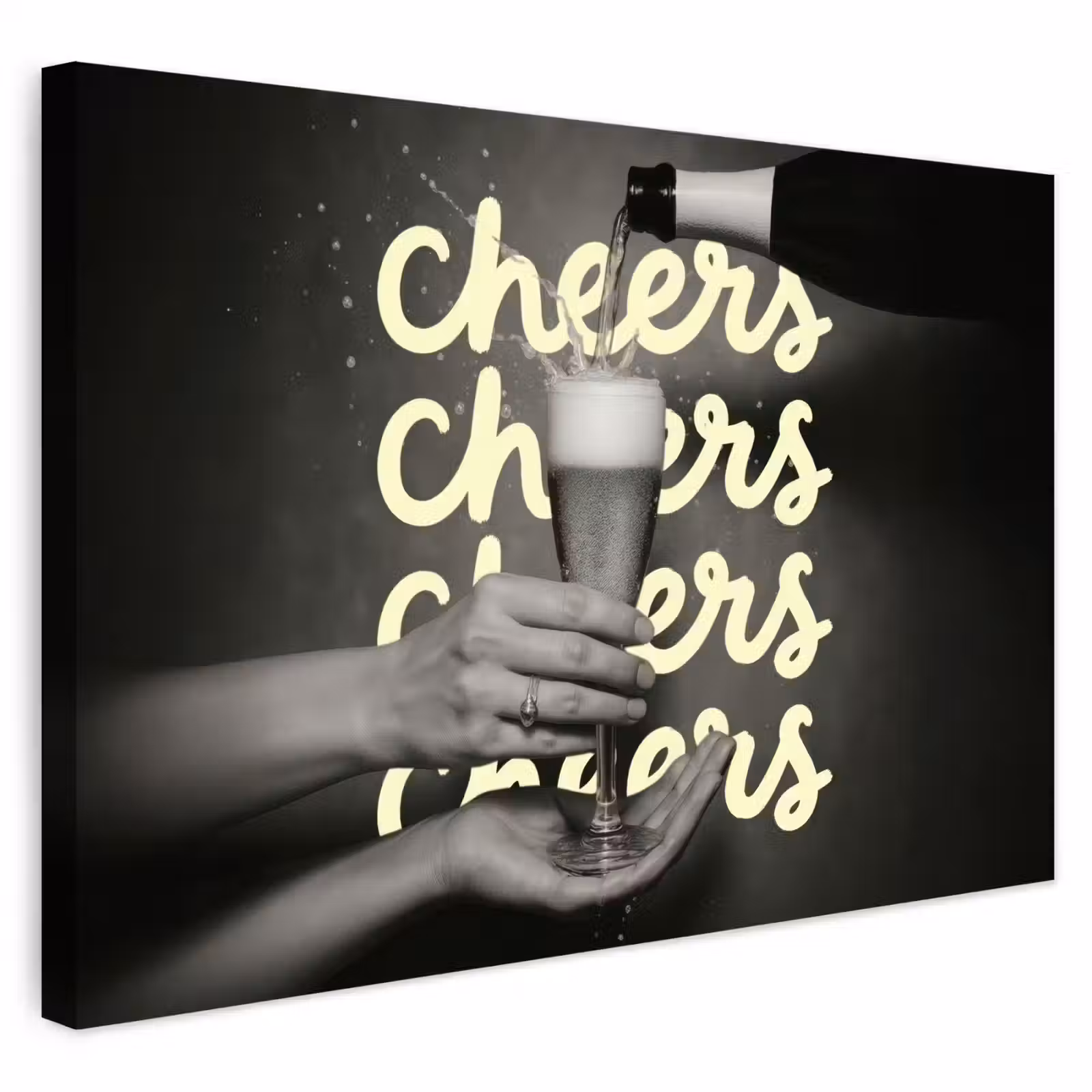 Buiten canvas - Cheers - Wijn - Zwart - Wit — 1