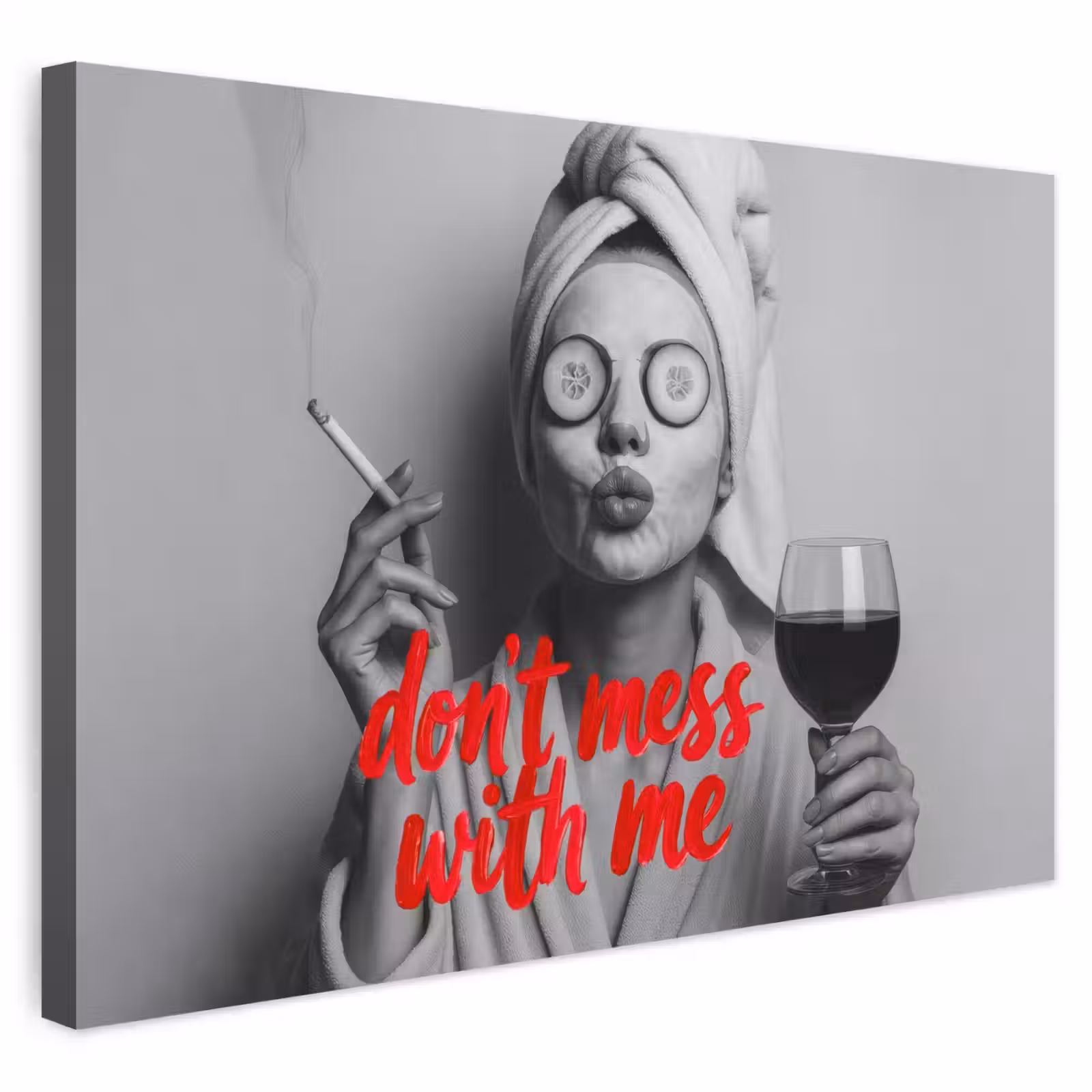 Buiten canvas - Don't mess with me - Wijn - Vrouw - Sigaret — 1