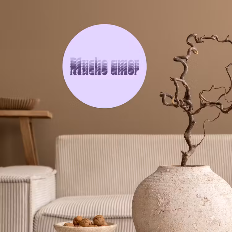Behangcirkel - Mucho amor - Paars - Gelaagde letters — 2