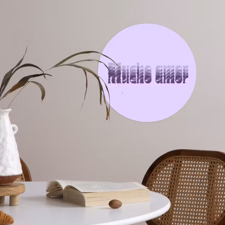 Behangcirkel - Mucho amor - Paars - Gelaagde letters — 4