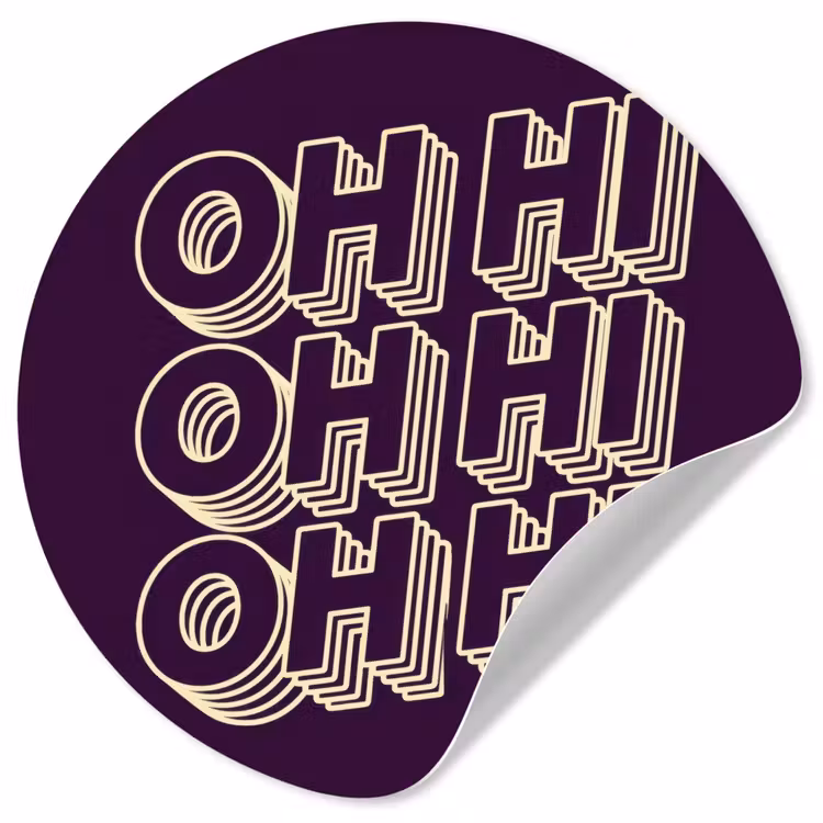 Behangcirkel - Oh hi - Paars - 3D — 1