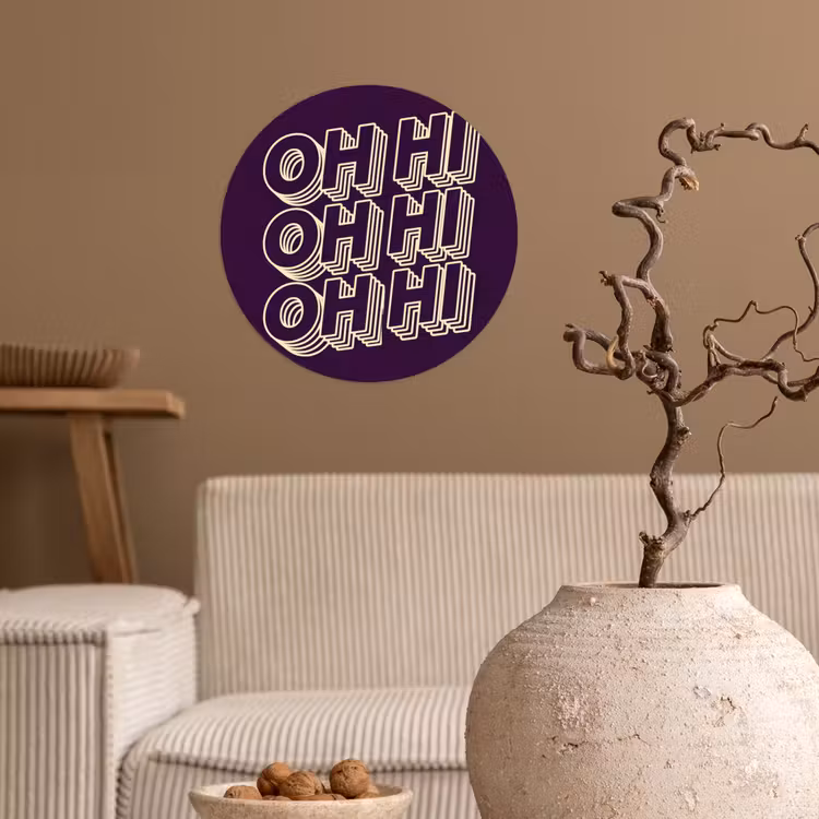 Behangcirkel - Oh hi - Paars - 3D — 2