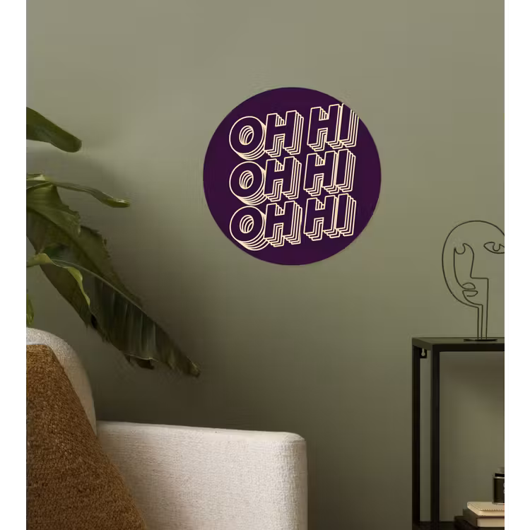 Behangcirkel - Oh hi - Paars - 3D — 3
