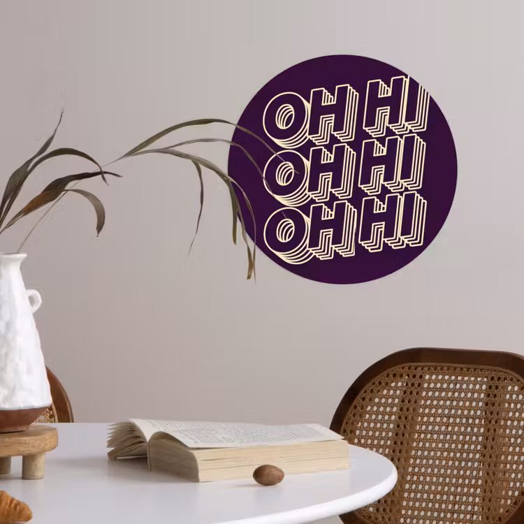 Behangcirkel - Oh hi - Paars - 3D — 4
