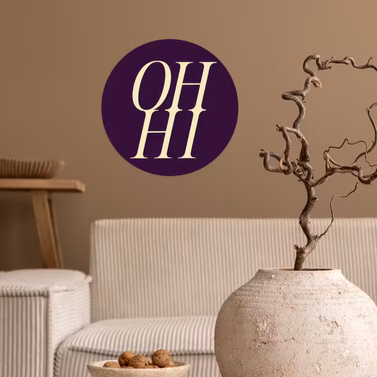 Behangcirkel - Oh hi - Paars - Minimalistisch — 2