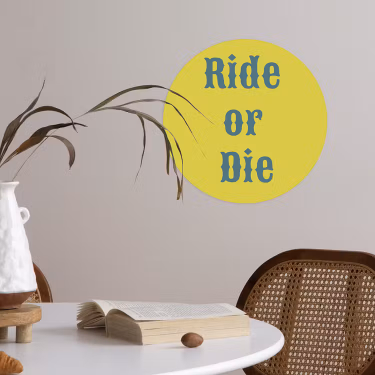 Behangcirkel - Ride or die - Geel - Blauw — 4