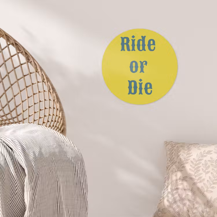 Behangcirkel - Ride or die - Geel - Blauw — 5