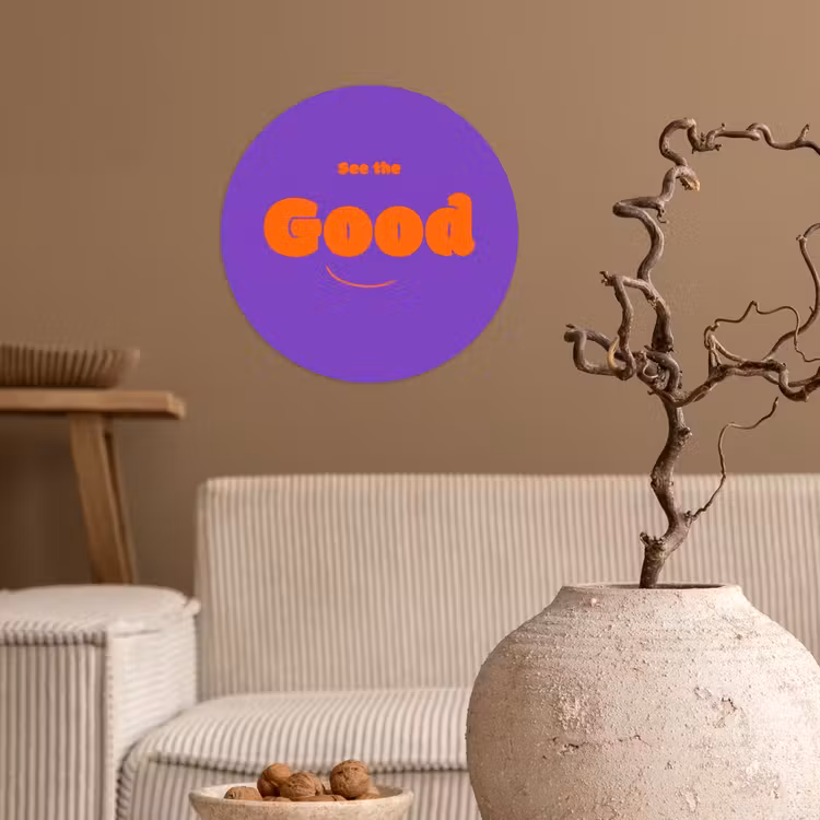 Behangcirkel - See the good - Oranje - Paars - Smiley — 2