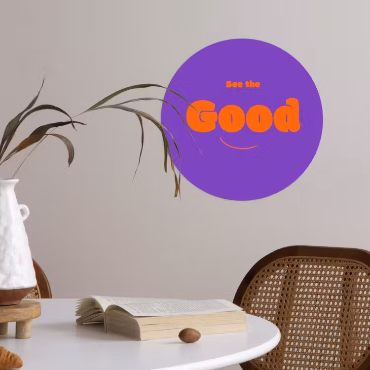 Behangcirkel - See the good - Oranje - Paars - Smiley — 4