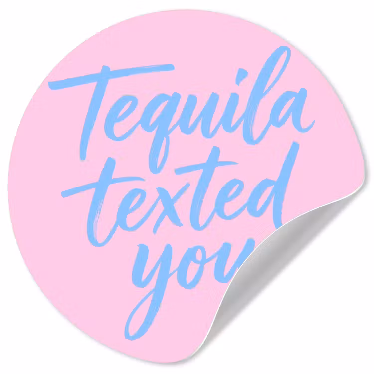 Behangcirkel - Tequila texted you - Roze - Blauw — 1