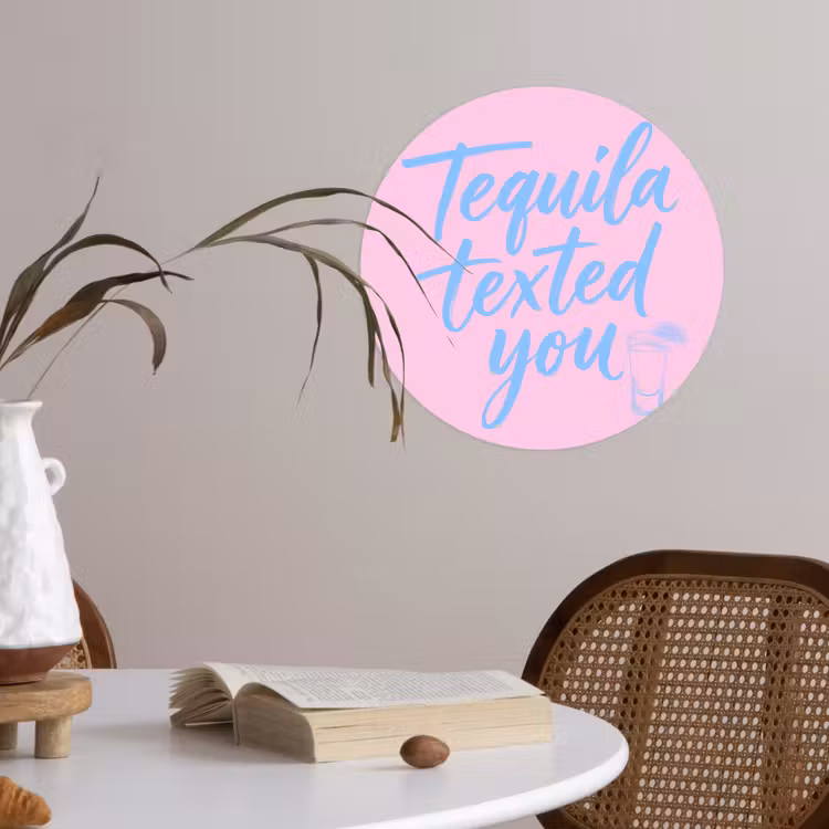 Behangcirkel - Tequila texted you - Roze - Blauw — 4