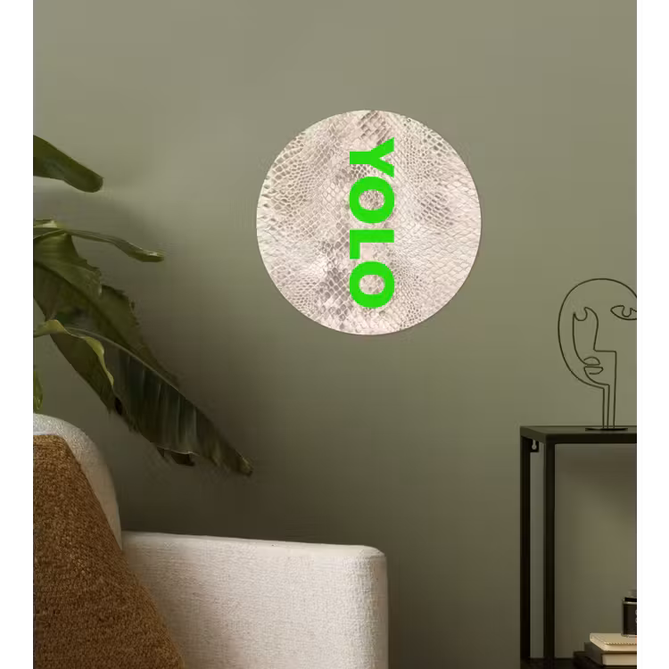 Behangcirkel - YOLO - Groen - Neon - Slangenprnt — 3
