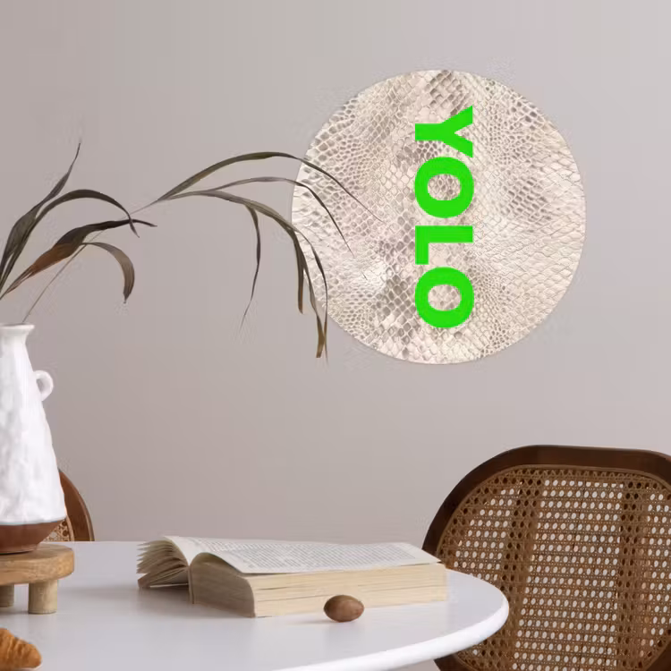 Behangcirkel - YOLO - Groen - Neon - Slangenprnt — 4