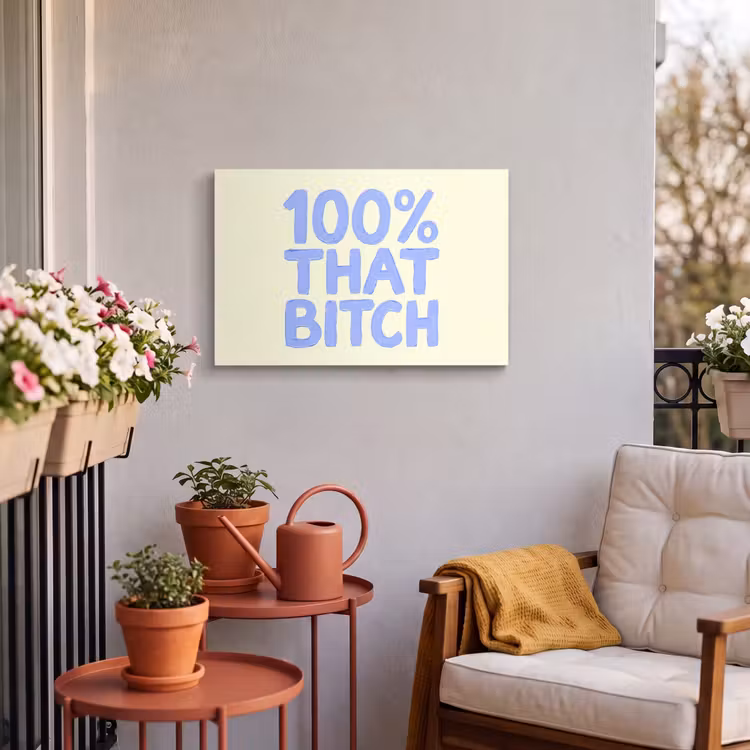 Buiten canvas - 100% that bitch - Blauw - Wit — 4