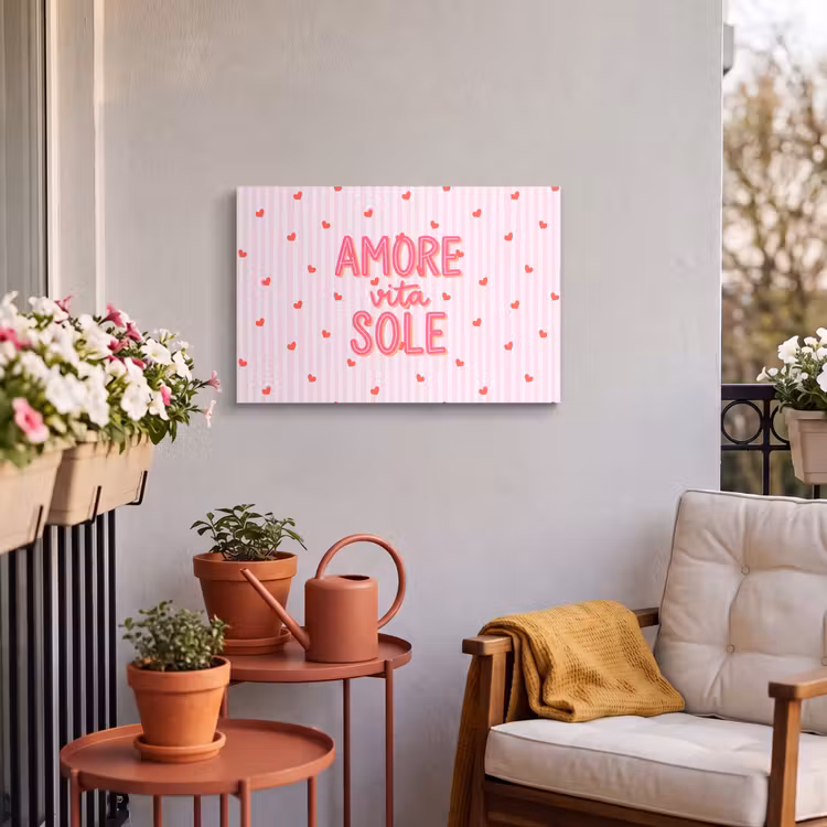 Buiten canvas - Amore vita sole - Roze - Hartjes — 4