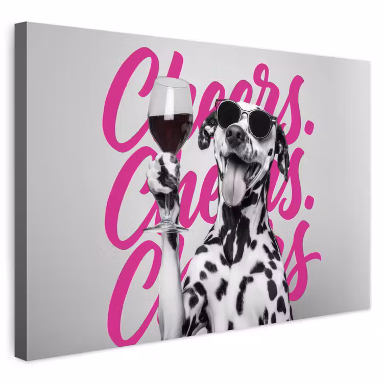 Buiten canvas - Cheers - Hond - Roze - Wijn — 1