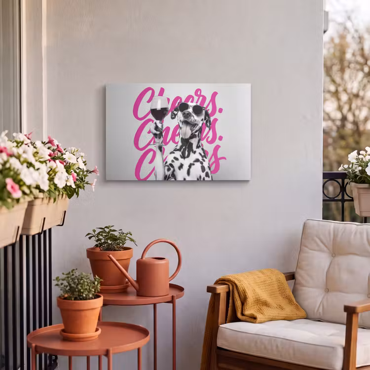 Buiten canvas - Cheers - Hond - Roze - Wijn — 4