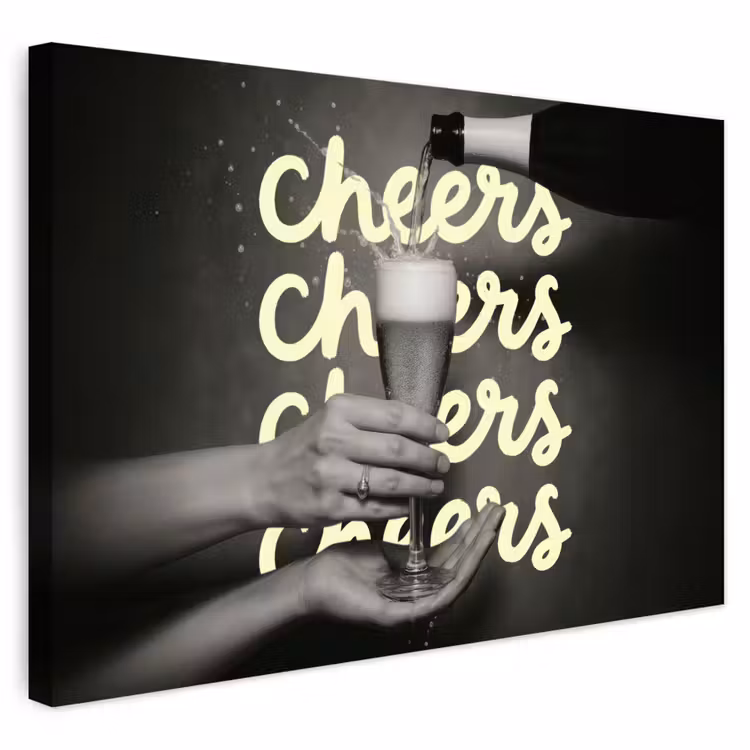Buiten canvas - Cheers - Wijn - Zwart - Wit — 1