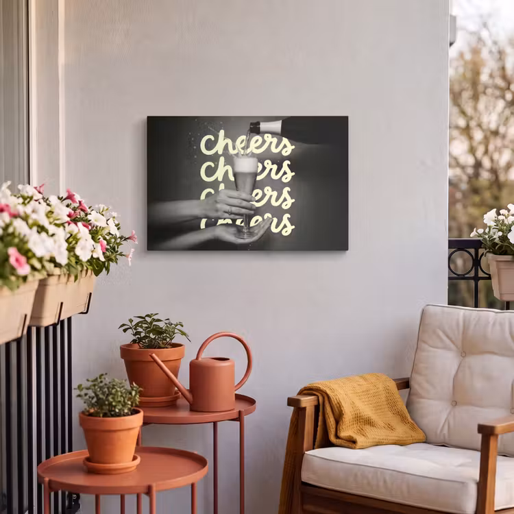 Buiten canvas - Cheers - Wijn - Zwart - Wit — 4