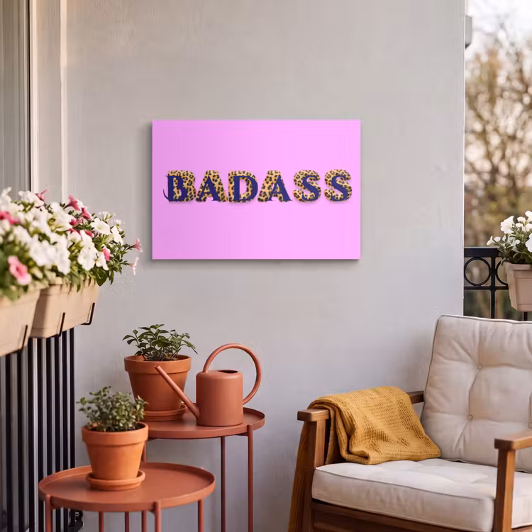 Buiten canvas - Felroze - Badass - Panterprint - Schaduw — 3
