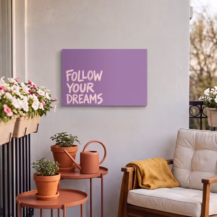 Buiten canvas - Follow your dreams - Paars - Penseeltextuur — 4