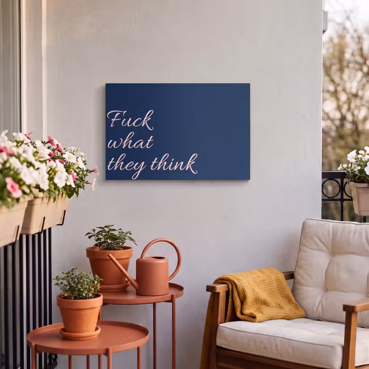 Buiten canvas - Fuck what they think - Blauw - Cursief — 3