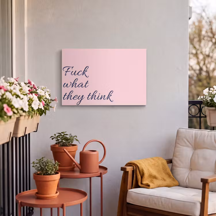 Buiten canvas - Fuck what they think - Roze - Minimalistisch — 3