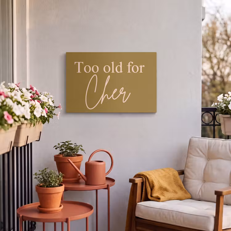 Buiten canvas - Groen - Too old for cher - Roze — 4