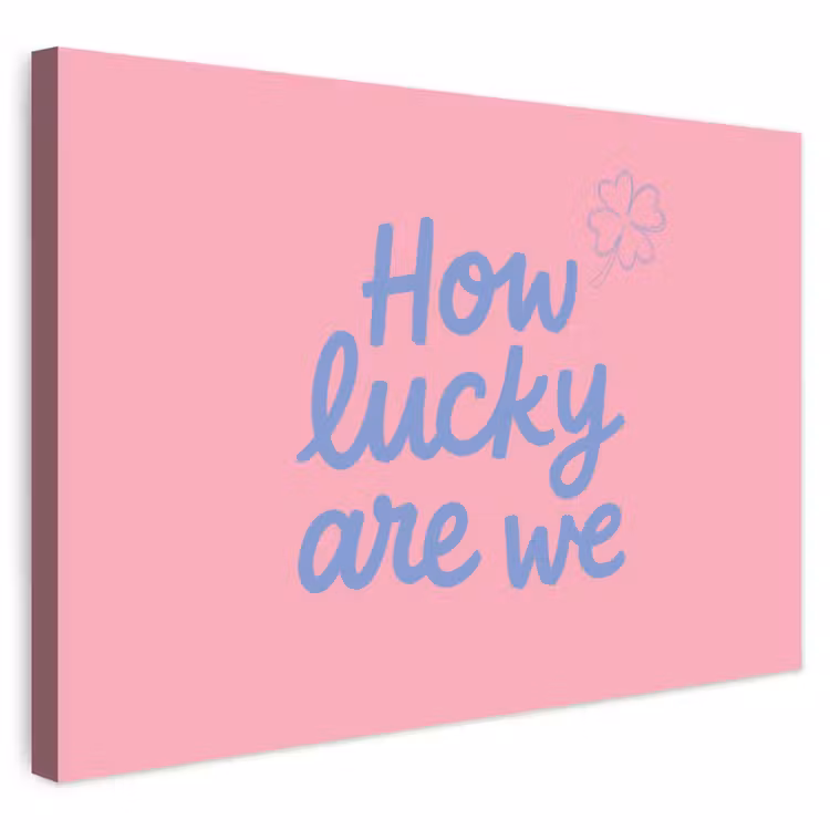 Buiten canvas - How lucky are we - Klavervier - Roze - Blauw — 1